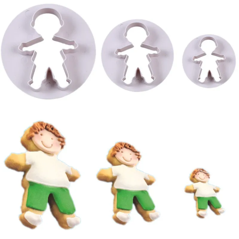 Boy B 3 шт./компл. Еда Класс Пластик для девочек и мальчиков Форма Cookie нож для бисквита форма для самостоятельного изготовления торта Формы для выпечки торта отделочных работ - Цвет: Boy B