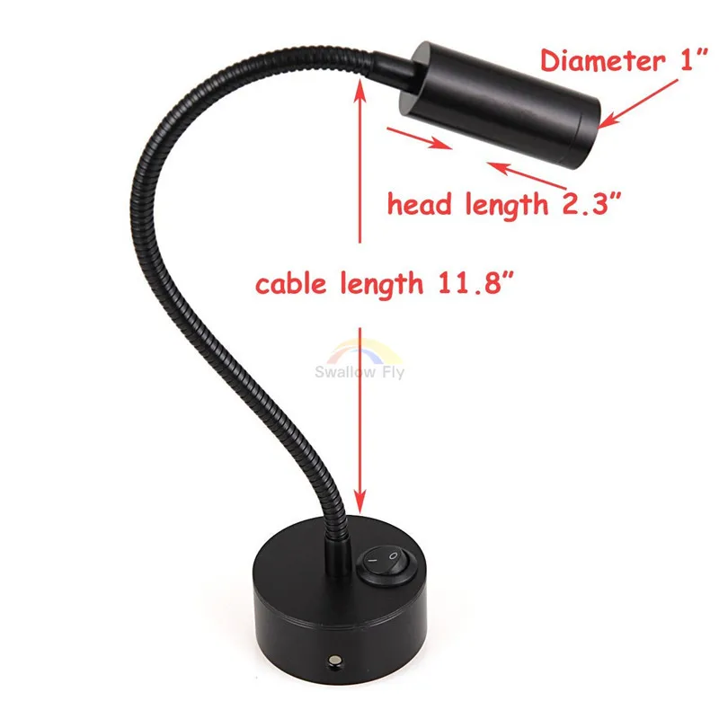 Настенный светильник светодиодный для чтения с гибкой ручкой прикроватный