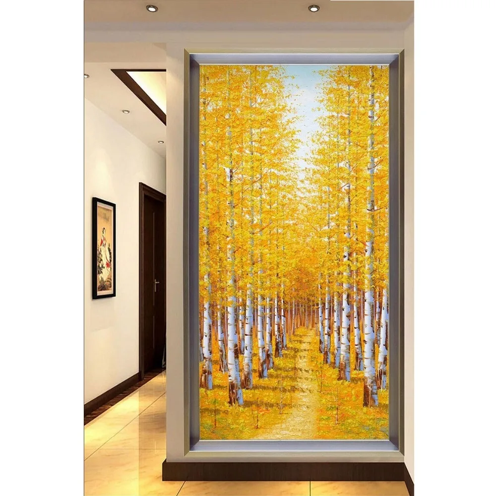 5D DIY Алмазная вышивка Осенняя береза Пейзаж Фон фотографии домашний декор