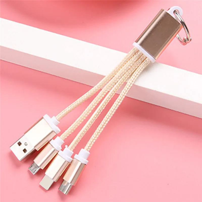 3 в 1 USB кабель для зарядного устройства USB кабель металлический брелок Micro USB кабель для передачи данных кабель для зарядного устройства для IPhone Fo Android