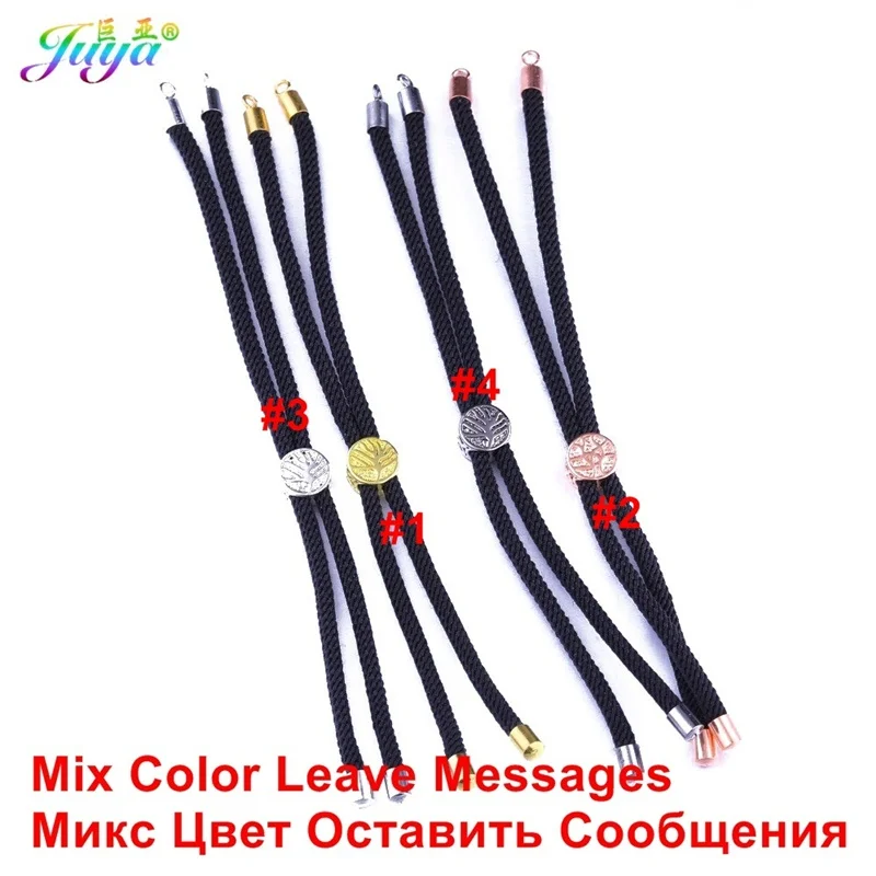 Mix Color Black Juya, 6 цветов, макраме, шнур, нить, веревка, цепь, дерево жизни, слайдер, бусины, регулируемые цепи для женщин, очаровательные браслеты, изготовление - Цвет: Mix Color Black