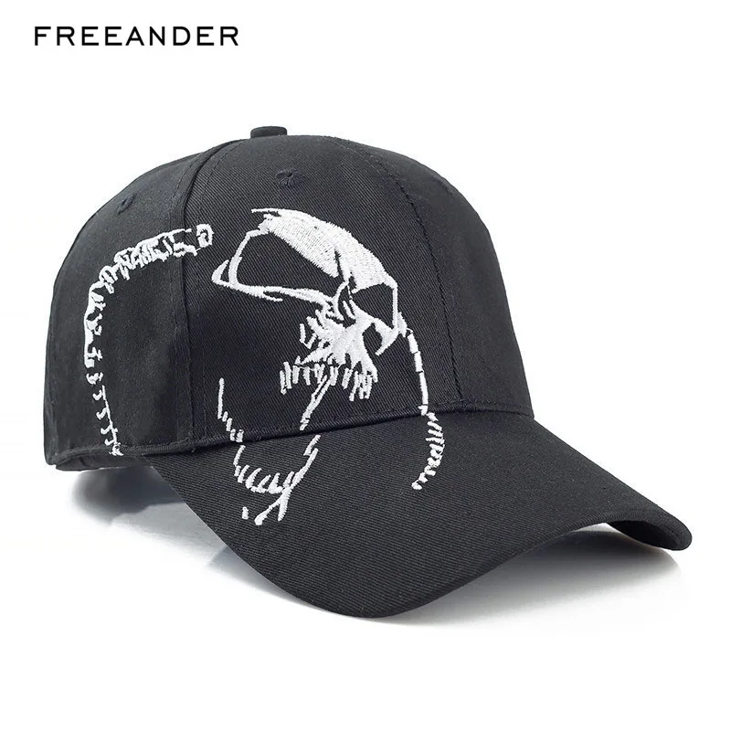 Мужская и Женская бейсбольная кепка Freeander с вышитым черепом Snapback модная