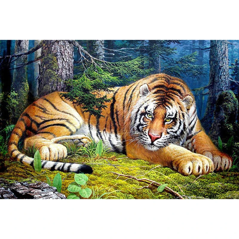 Рукоделие Лес Тигр diy алмазная живопись животное картина Serie Lay Prostrate Алмазная