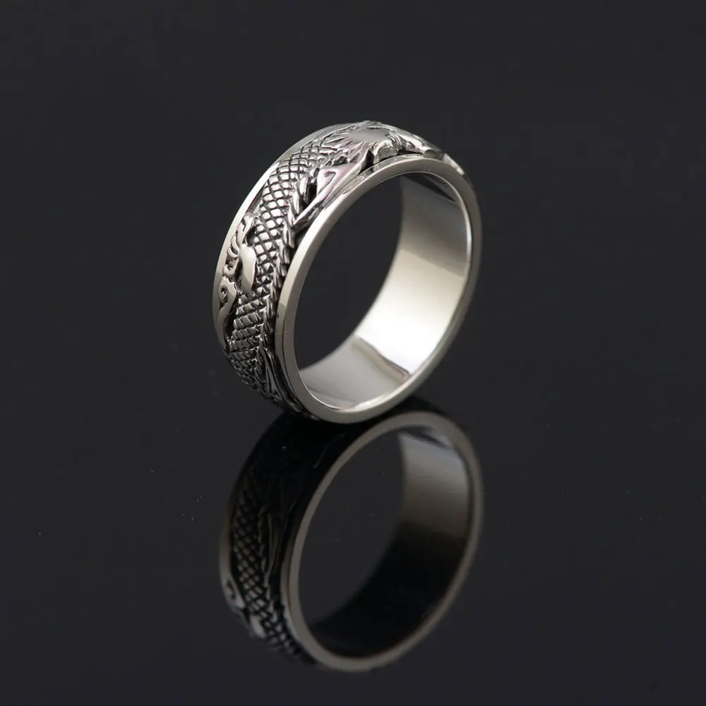 FNJ 925 Серебряное кольцо с головой дракона, новая мода, настоящее Серебро S925 пробы, тайское серебро, кольца для женщин и мужчин, ювелирные изделия, размер США 7-11,5