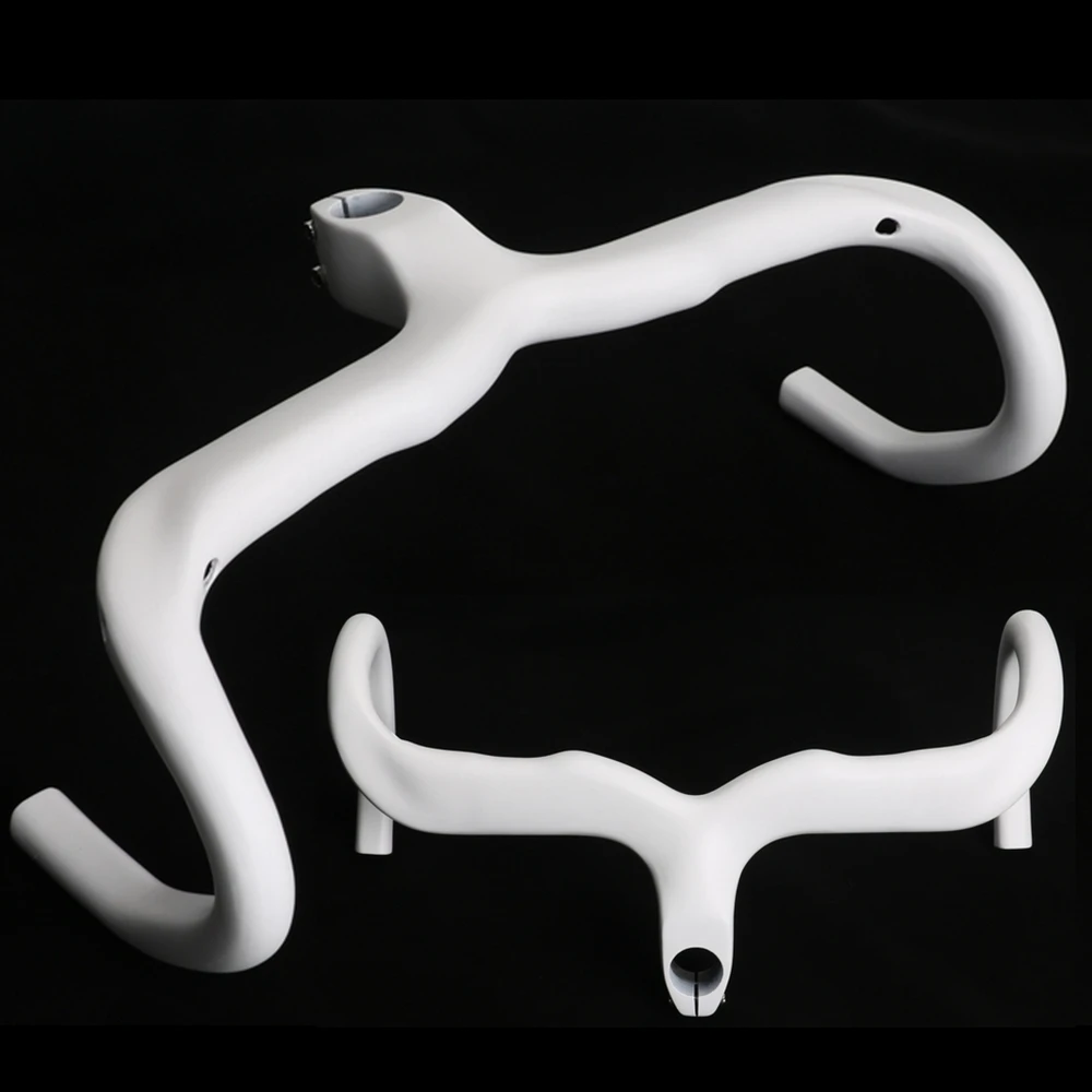 Белый углеволоконный шоссейный велосипед интегрированный руль гоночный