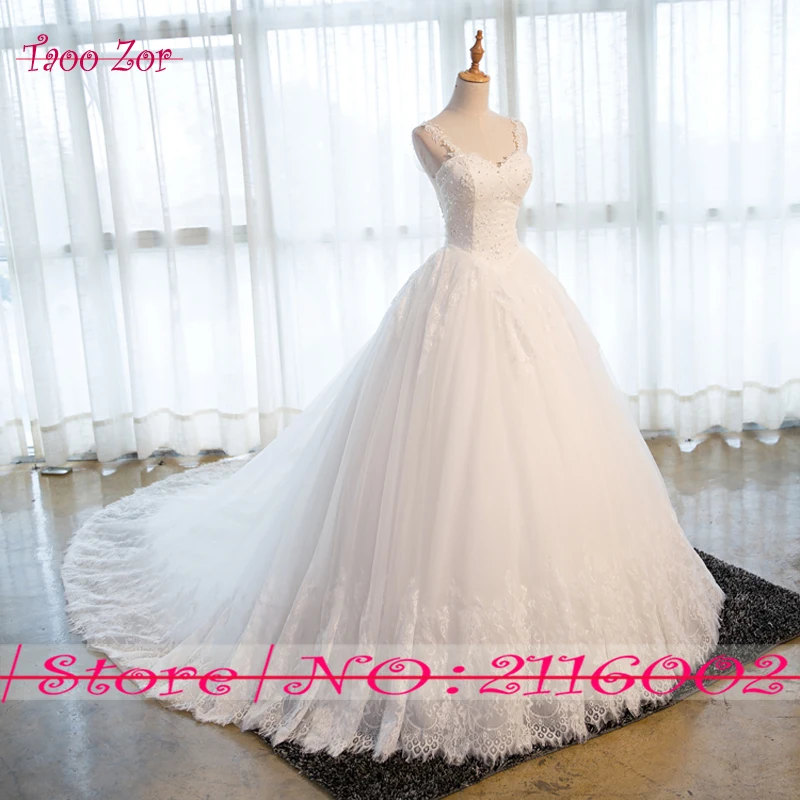 TaooZor Amazing Lace Straps A-Line Wedding Dresses 2017 Shiny Beading Sequined Bodice Sexy Appliques Back Vestidos De Novias | Свадьбы и