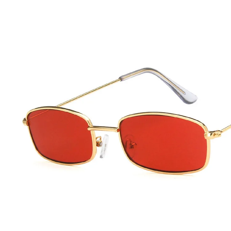 c3gold red HAPTRON, маленькие прямоугольные солнцезащитные очки для мужчин и женщин, Ретро стиль, металлическая оправа, желтый, красный цвет, винтажные крошечные женские солнцезащитные очки, UV400 - Цвет линз: c3gold red