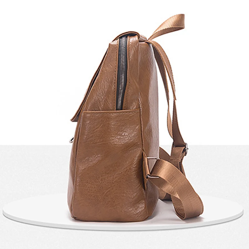 Новая женская сумка модного ретро большой вместительности из искусственной кожи рюкзаки сплошного цвета повседневные Мультифункция.