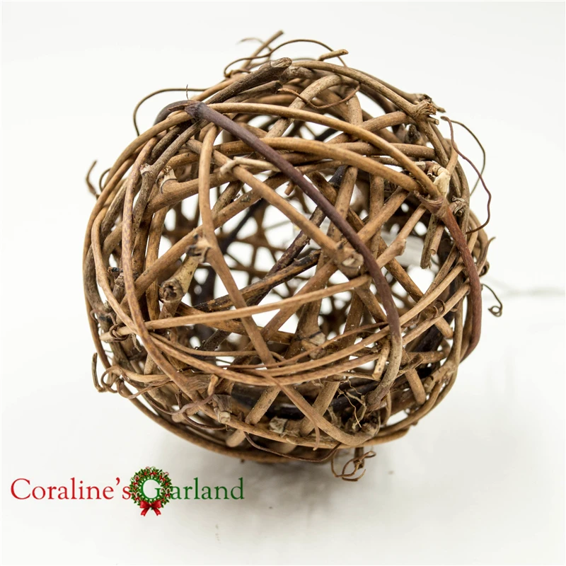 Гирлянда 4 м 20 шт. натуральный коричневый ротанговый шар сказочные гирлянды