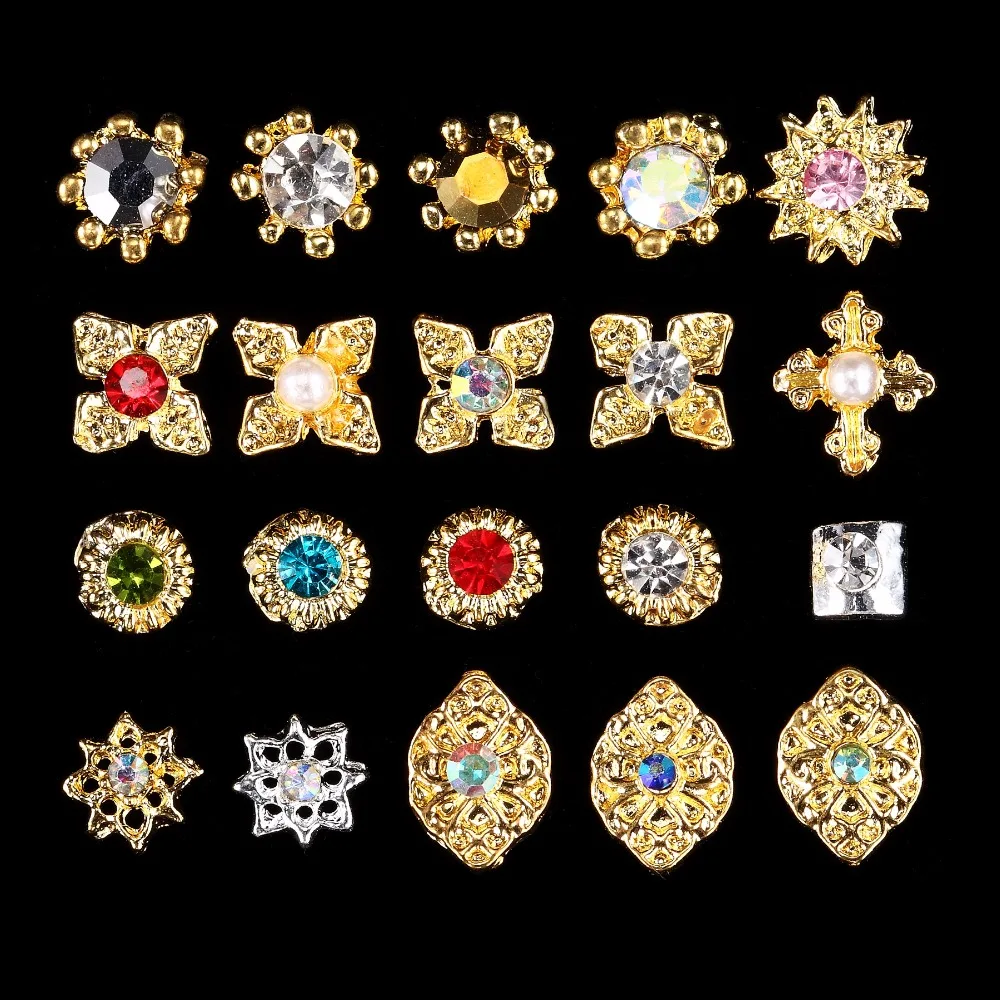 100PCS nail art 2017 Factory wholesale hot sale luxury alloy 3D charm new arrive shiny dazzle colorful rhinestone sticker | Красота и