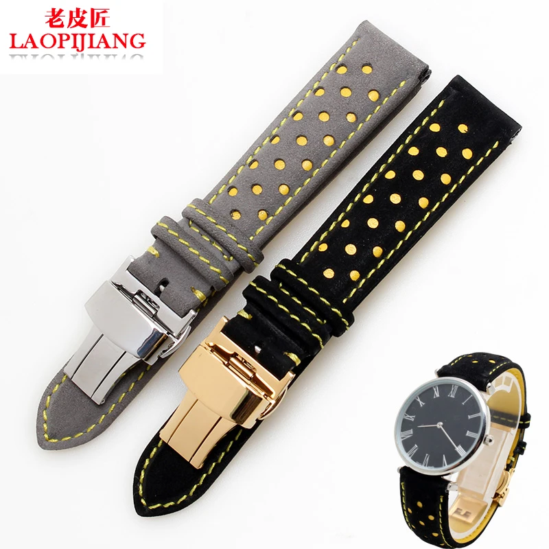 Ремешок для наручных часов из натуральной кожи с застежками нержавеющей стали