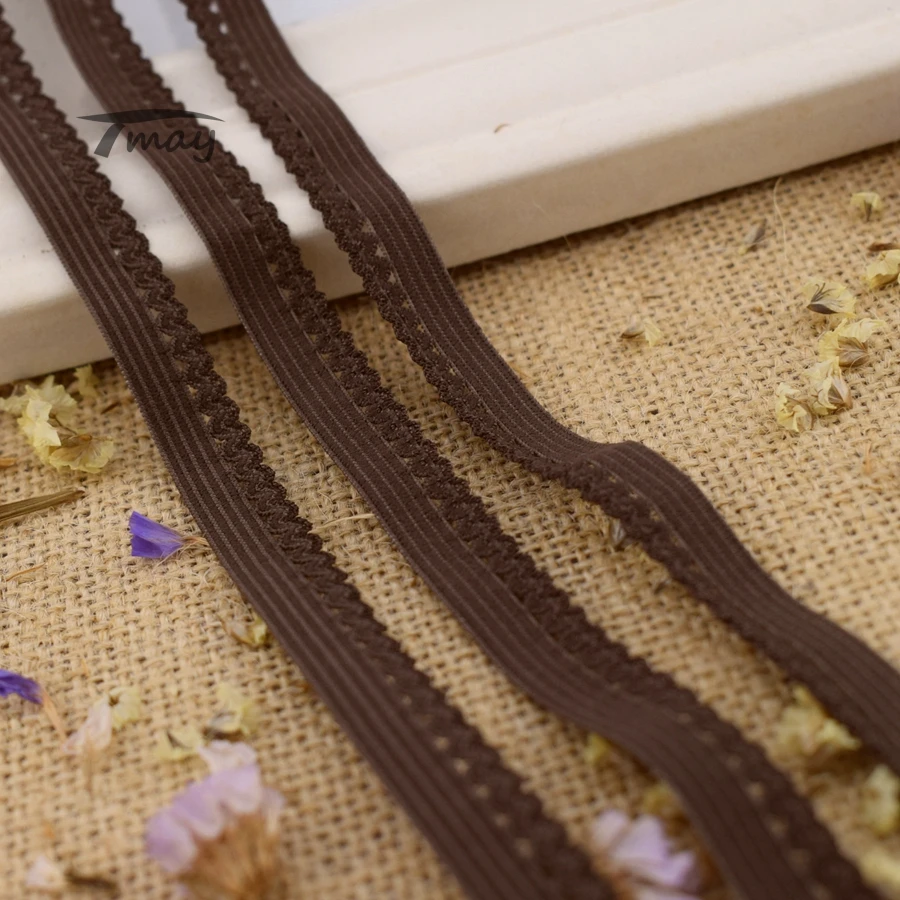 Эластичные ленты #285 кофейного цвета с эластичными кружевными краями 8 дюймов