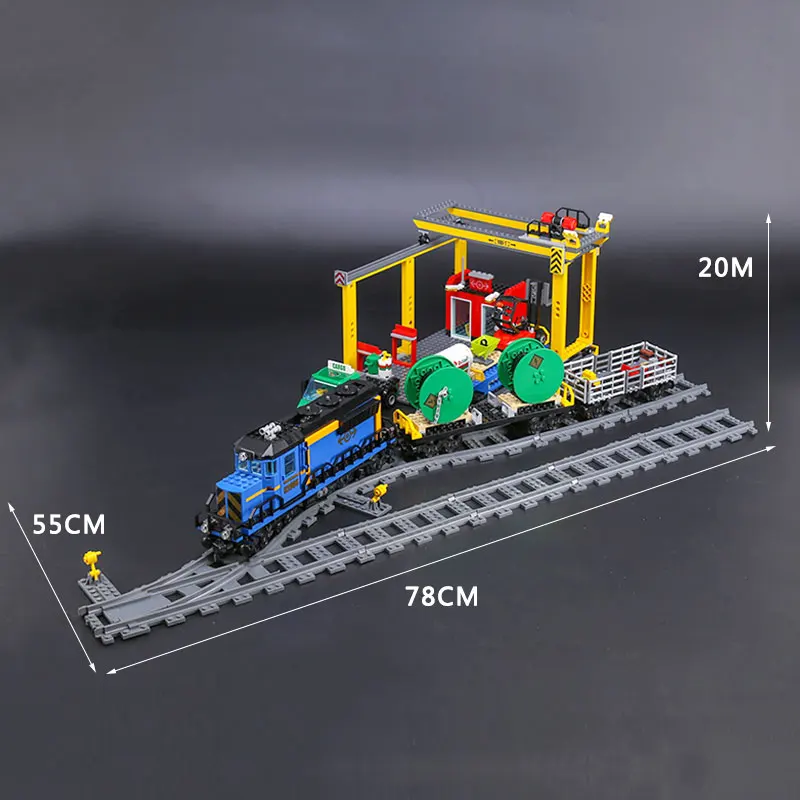 

Original Box 959Pcs City Series 02008 the Cargo Train Set Building Blocks Bricks RC Train Children Educational Toys Gift City
