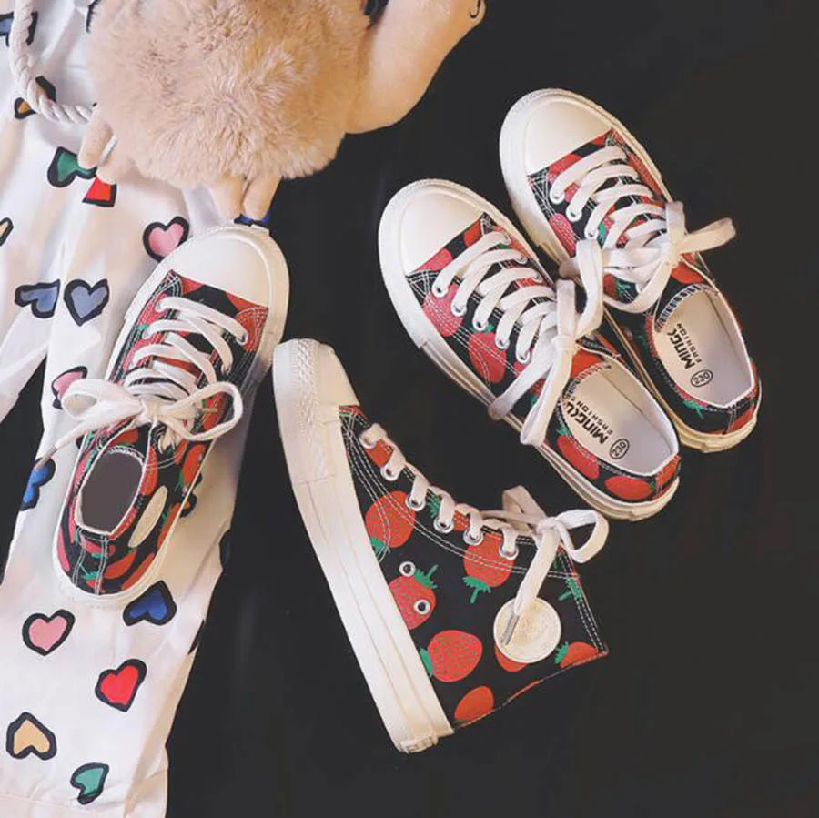 Красивые женские повседневные парусиновые туфли с высоким верхом милая