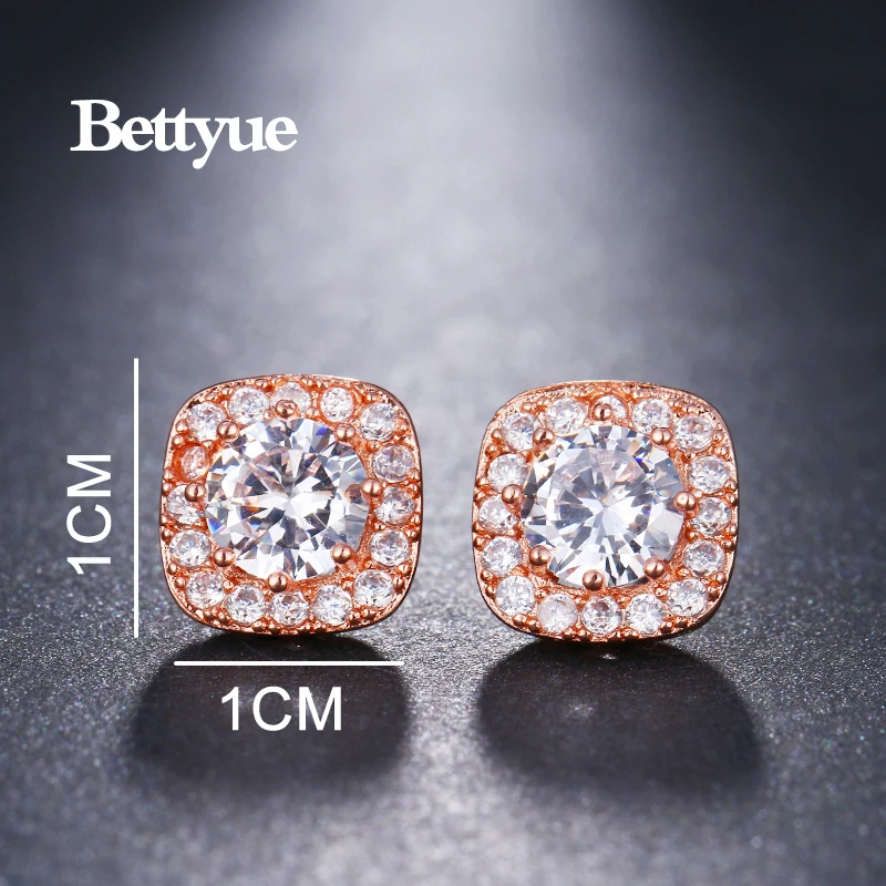 Женские серьги с кубическим цирконием Bettyue элегантные вечерние гвоздики 9 5 мм