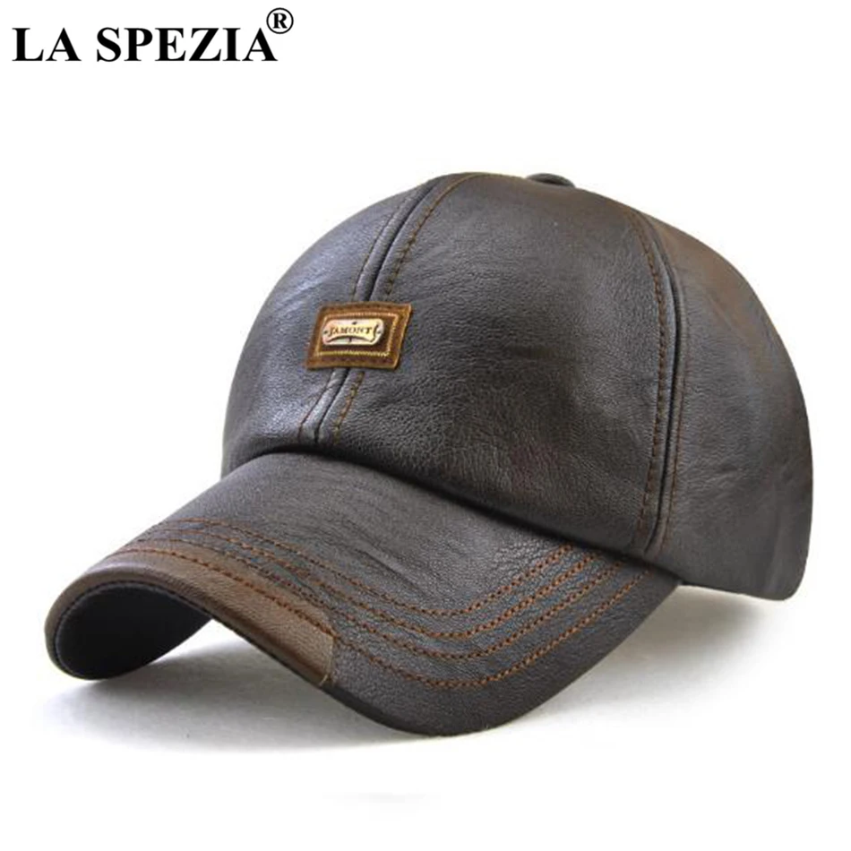 LA SPEZIA, Мужская кепка, черная кожа, бейсболка, s, мужская, регулируемая, Классическая, с длинными полями, из искусственной кожи, осень, зима, для вождения, бейсбольная кепка