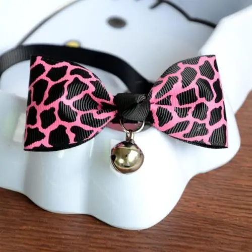 Pink leopard Lacontrie разноцветный милый галстук-бабочка для кошек, собак, галстук-бабочка воротник, товары для домашних животных, колокольчик, Ошейник 1 шт - Цвет: Pink leopard
