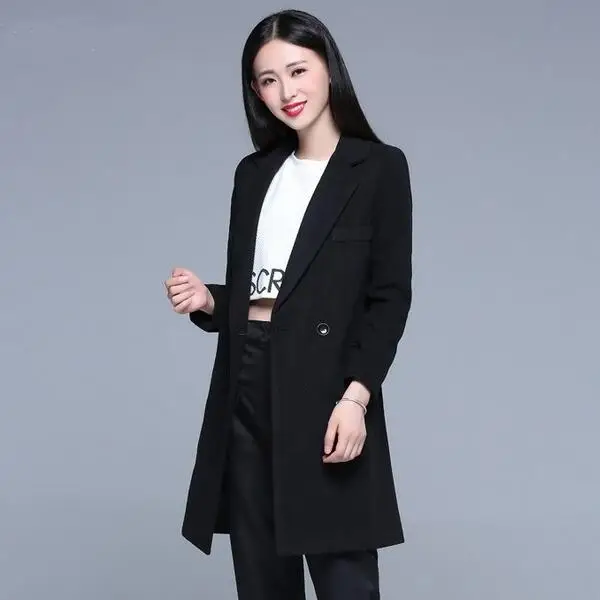 Женское шерстяное пальто Manteau Hiver Элегантное длинное на одной пуговице бежевое