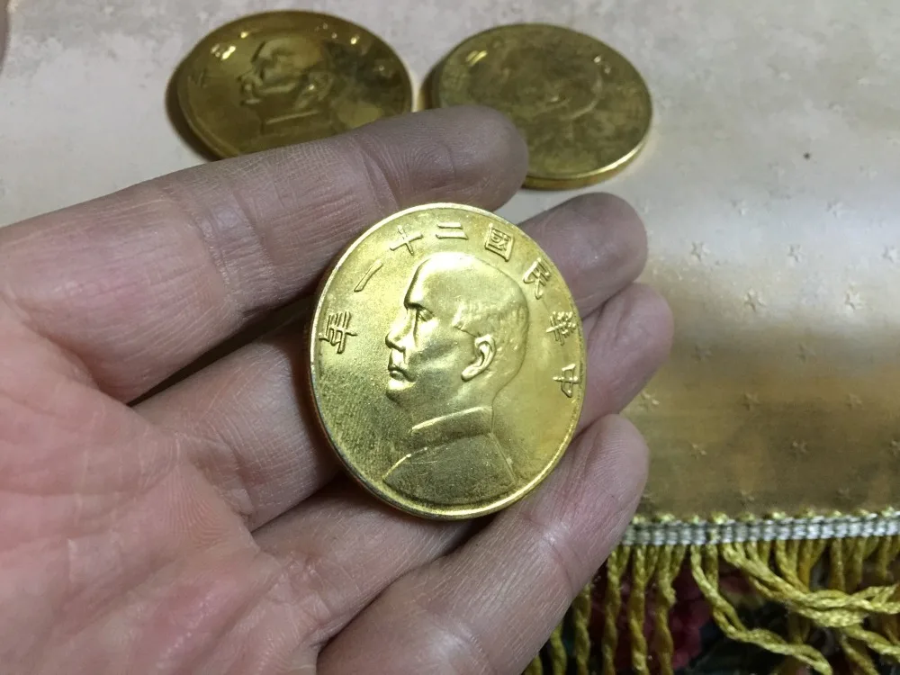 1932 Китай Республика 21 год 1 Юань Sun Yat sen 24k позолоченная копия монеты -тип 2 coin | Безвалютные монеты -32848444295