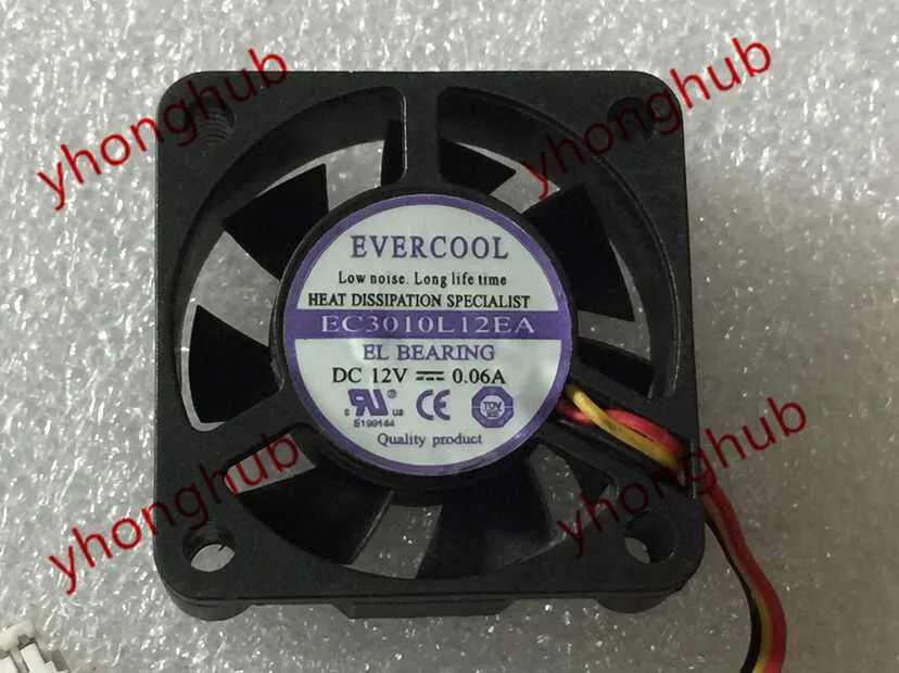 Вентилятор охлаждения сервера EVERCOOL EC3010L12EA постоянный ток 12 В 0 06a 3 провода 30x30x10