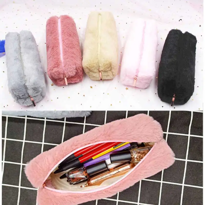 Cute Plush Pencil Bag Purse Large Capacity Soft Purse Pencil Case Money Wallet cosmetic Multifunction Storage Bag School Girl's