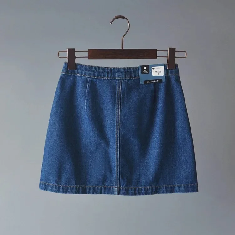 Exported to Europe and the United States women's single breasted denim skirt female autumn new lady A word |