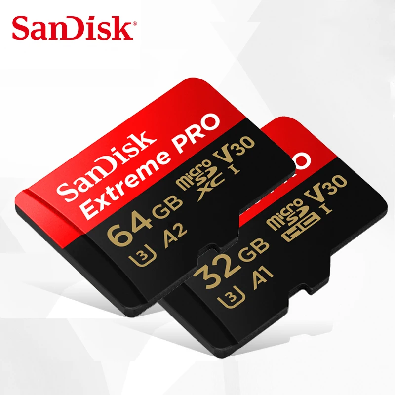 

SanDisk Extreme / PRO Memory Card 128GB 64GB 32GB Read Speed Up to 100MB/s microSDHC/micro SDXC UHS-I micro SD U3 V30 4K UHD