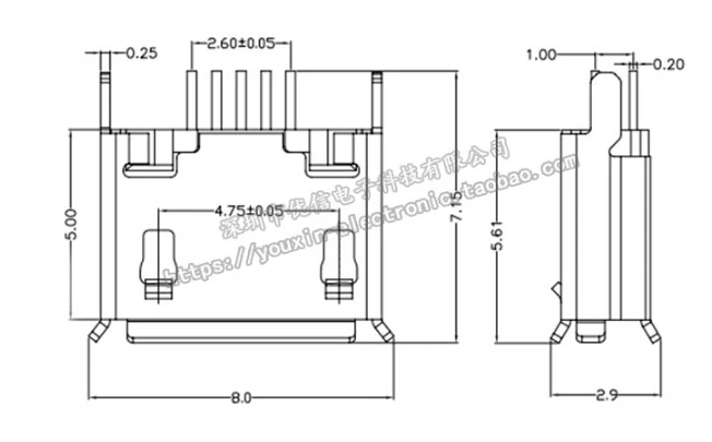 20 шт вертикальный MICRO mini USB 5pin гнездо 180 градусов разъем 5P прямой штекер USB разъем
