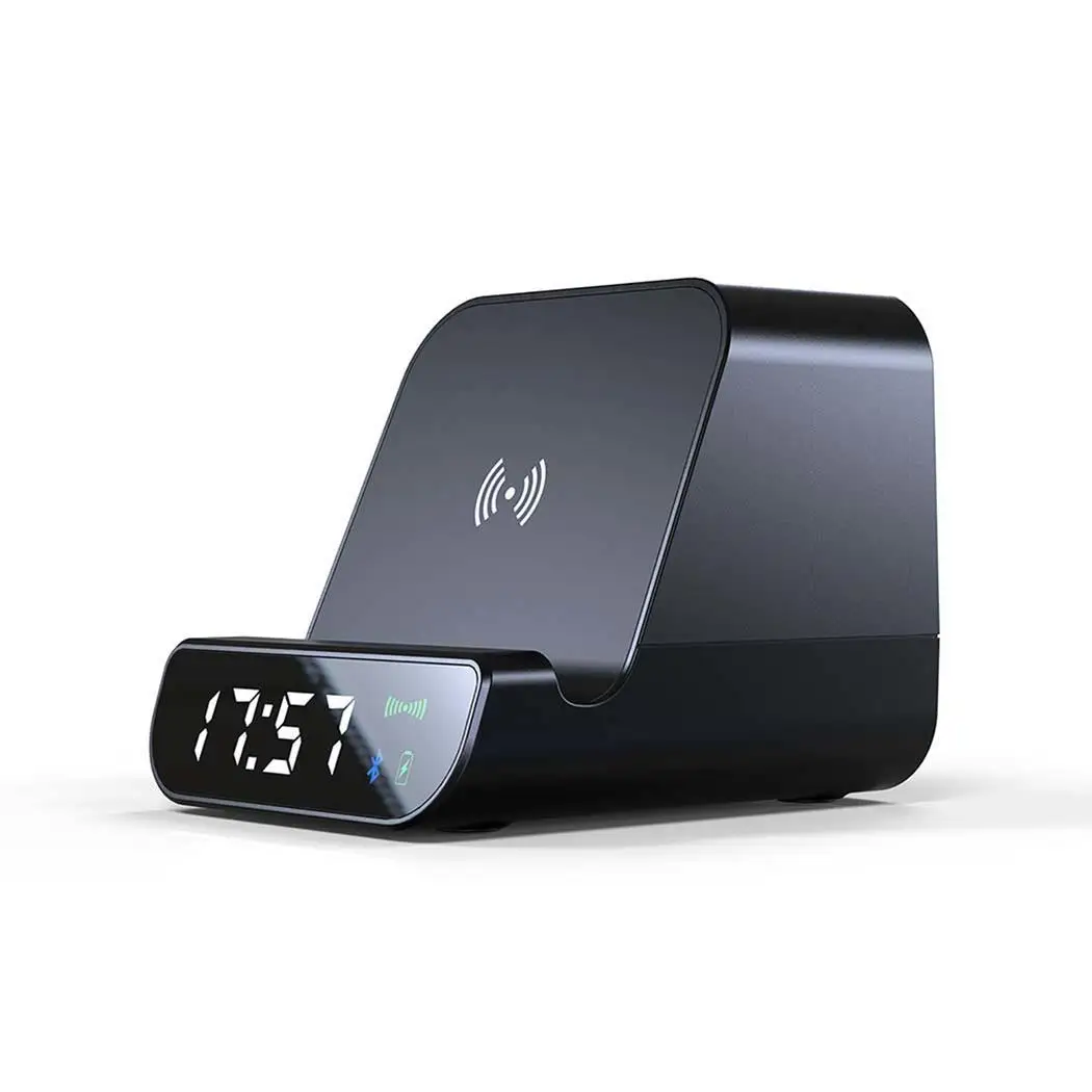 Portable Bluetooth Speaker Wireless Charger Power Bank Clock 4 in 1 Recharge Multifunctional Alarm Phone Holder | Электроника