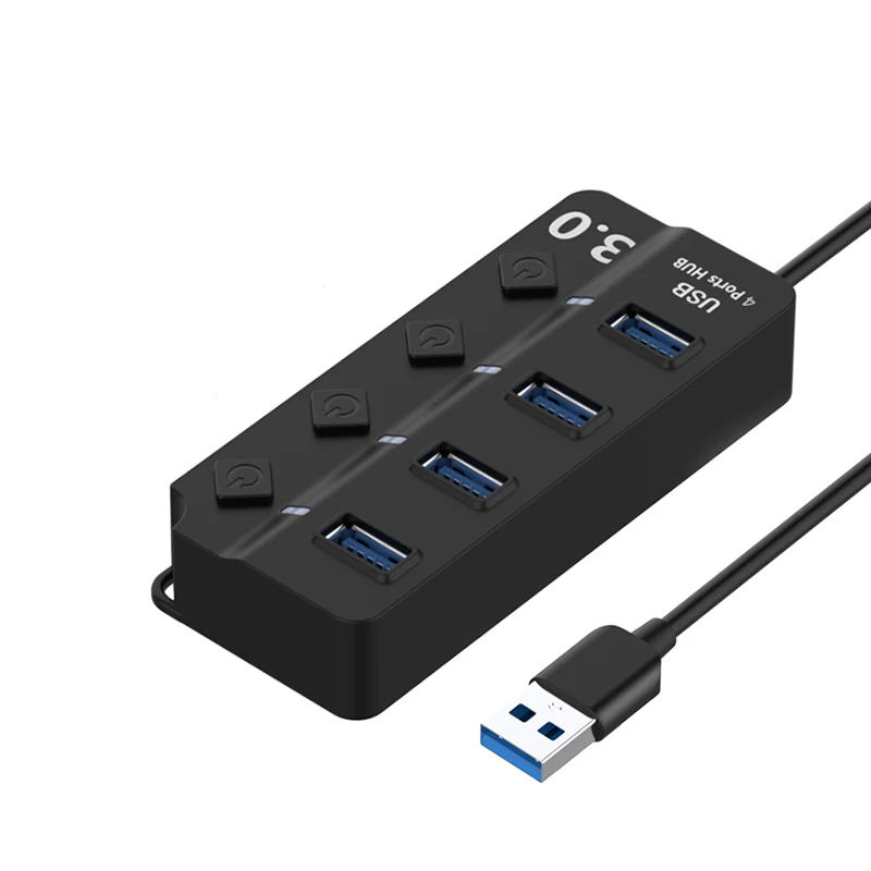 4 Port USB Hub 3.0 Высокая Скорость usb-хаб 3,0 4/7 Порты и разъёмы USB 3,0 концентратор разветвитель на переключатель включения/выключения на соответствие стандарту ЕС/США Мощность адаптер для MacBook ноутбука ПК - Цвет: 4 Port USB Hub 3.0