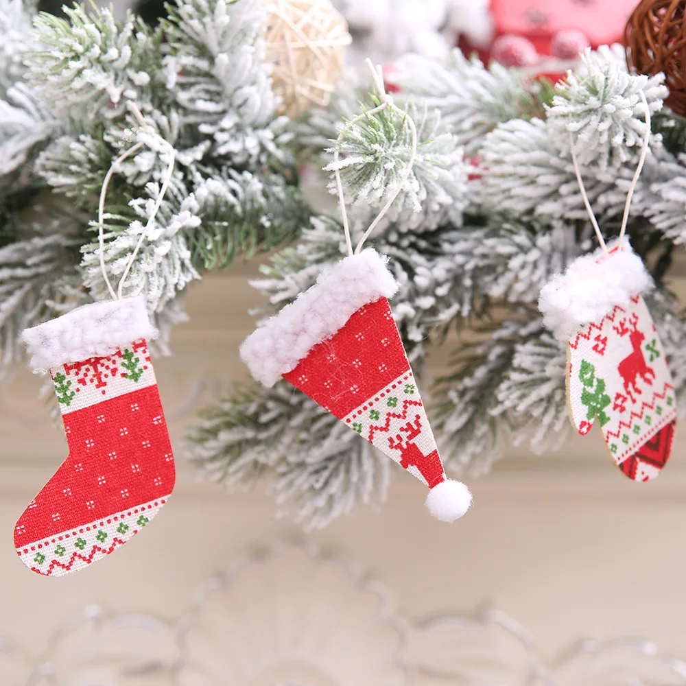 

Праздничные принадлежности мини фланелевая печать рождественские украшения для деревьев мультфильм Висячие Подвески Висячие украшения 12 ...