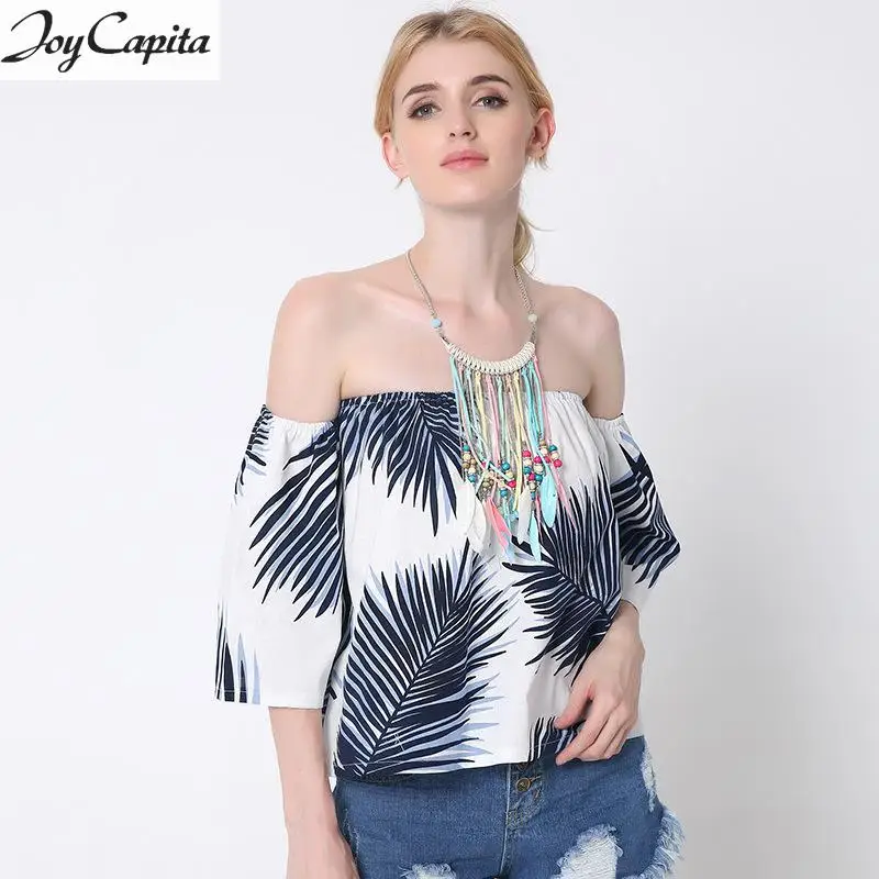 Радость На Душу Населения 2017 Европа Ветер Женщины Блузка Без Бретелек Blusas Mujer Slash