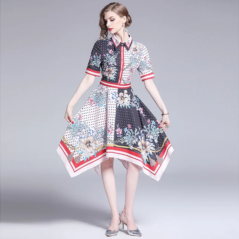 2019 весеннее Европейское классическое розовое платье с короткими рукавами и