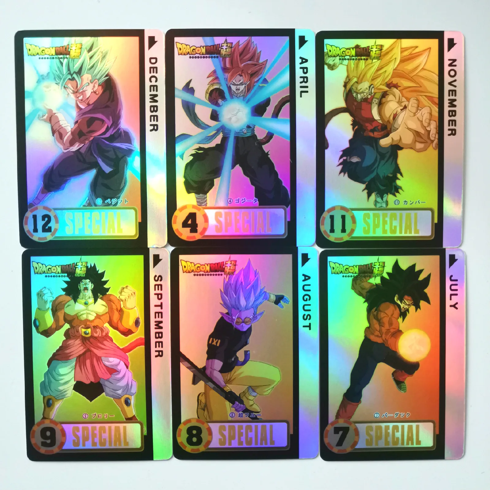 12 шт./компл. супер Dragon Ball-Z игра флэш-карточка с календарем игрушки хобби Хобби Коллекционные игры Коллекция аниме-открытки