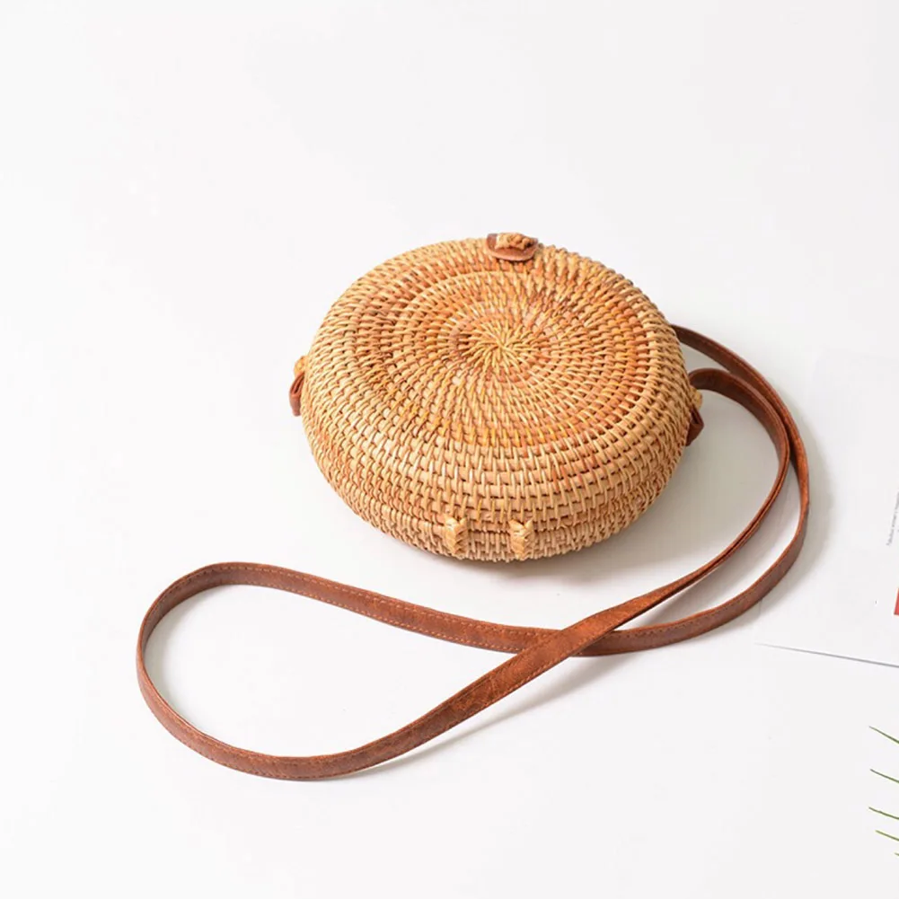 Круглые соломенные сумки для женщин пляжная сумка коробка Лето ротанга Bolsa ручной работы Тканые Bolsos Mujer БАЛИЙСКАЯ сумка круг Богемская сумочка
