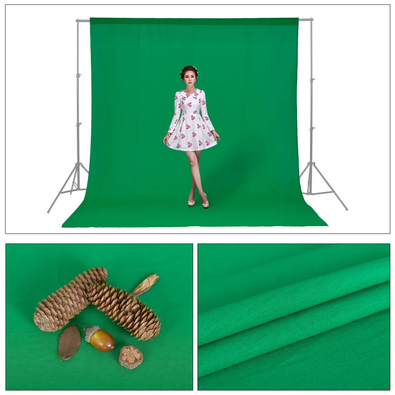 Зеленый Зеленый экран фотографии фоны зеленый/белый/черный/синий/серый муслин полиэстер-хлопок Профессиональный фон для фотостудии - Цвет: Зеленый