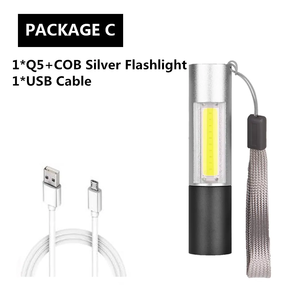 Option C 8000LM USB LED Flashlight Rechargeable LED Torch Light Lanterna T6 High Power Battery Lantern Tactical Flashlight As Power Bank - Испускаемый цвет: Option C
