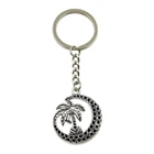 Новинка, модный мужской высококачественный автомобильный брелок, металлический держатель сделай сам, цепочка серебряного цвета, пальма, Луна, кокосовый кулон для подарка