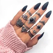7 шт./компл. Boho Little Snake Star Eyes статуя Будды драгоценный камень треугольник Золото регулируемое Открытое кольцо набор для женщин индивидуальный ювелирный подарок