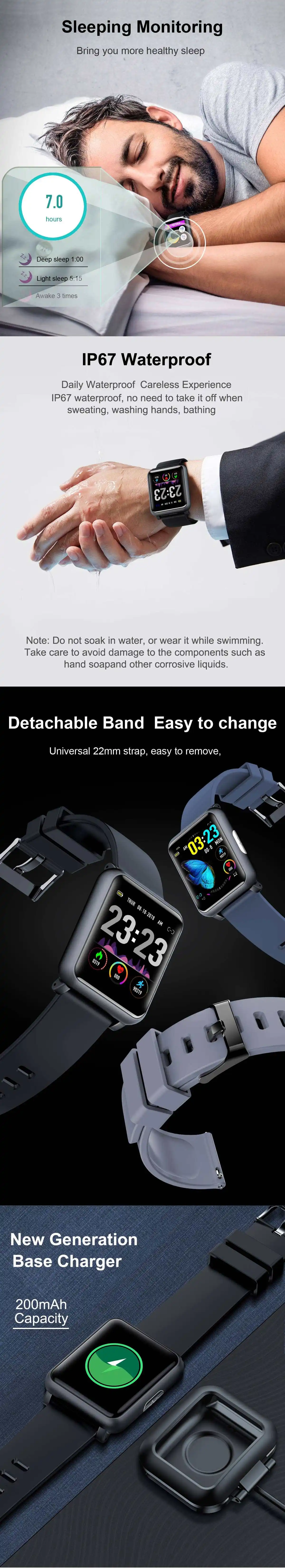 Bakeey H9 1,3 дюймов ЭКГ+ PPG монитор HR кровяное давление Smartwatch IP67 водонепроницаемый спортивный режим Зарядное устройство Док-станция Смарт-часы для мужчин и женщин