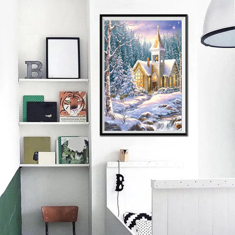 DIY Diamond Embroidery Forest Snow House Cross Stitch Mosaic diamond painting Pattern Full Rhinestone Home decor gift KBL | Дом и сад