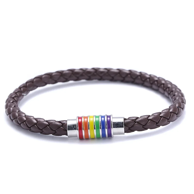 Женские и мужские браслеты с цепочкой Rainbow черные коричневые ручной работы