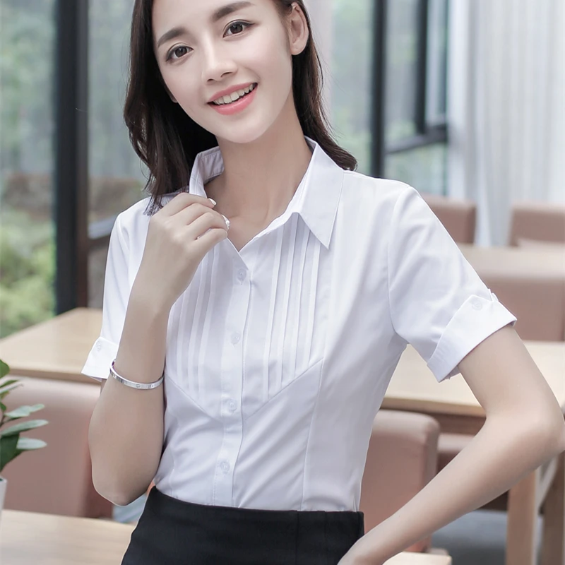 Корейская мода шифоновые женские блузки с отложным воротником розовые рубашки