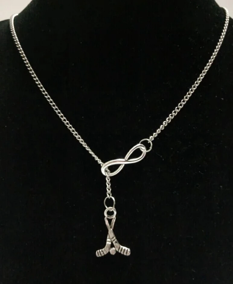 10 шт шайбы и хоккейные палочки Бесконечность амулеты воротник свитер цепь