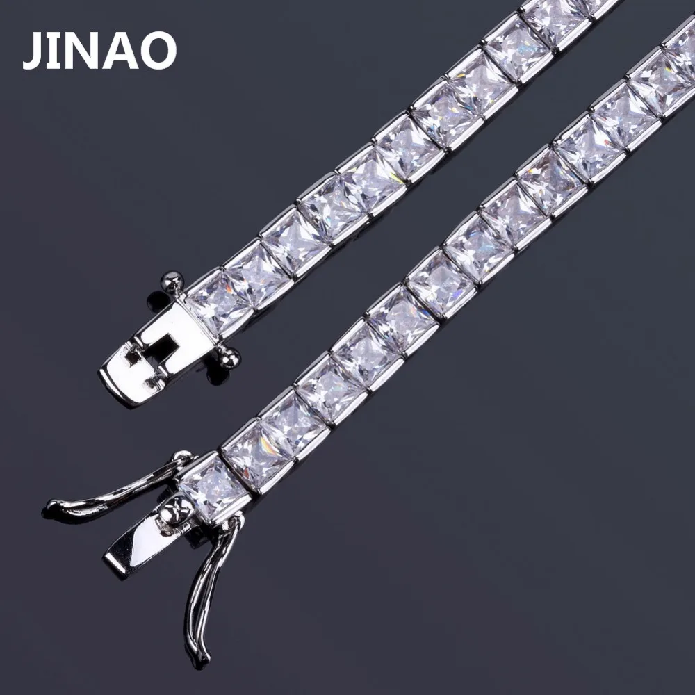 JINAO 1 ряд 6 мм хип-хоп браслет золотой серебряный покрытый микро проложить AAA кубический цирконий Iced Out Bling браслет с прямоуголными звеньями мужской подарок