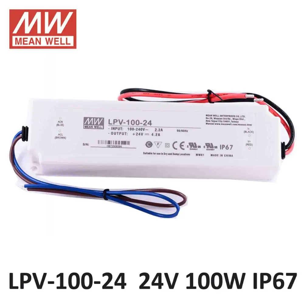 MEANWELL LPV 100W DC 12 В 24 Светодиодный источник питания водонепроницаемый 5 15 в 36