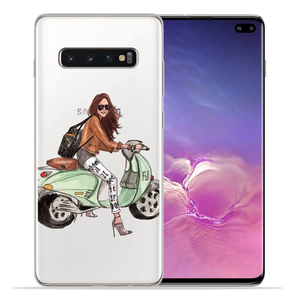 Мягкий силиконовый чехол для Samsung Galaxy S9 S8 S10 Plus S7 S6 Edge Lite модный защитный девушек