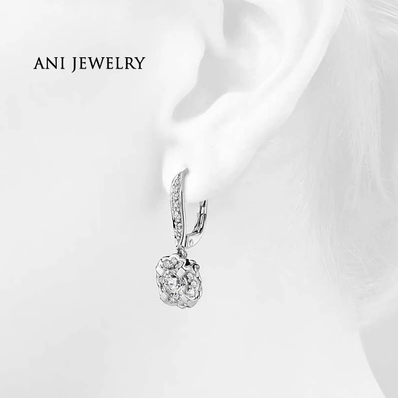 Женские серьги-капельки в форме цветка 18 К белого золота 2 22 карат Сертификат I/SI1 |