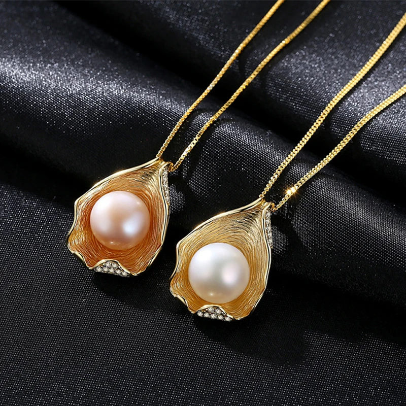 Золотое Элегантное ожерелье из стерлингового серебра S925 пробы с натуральным