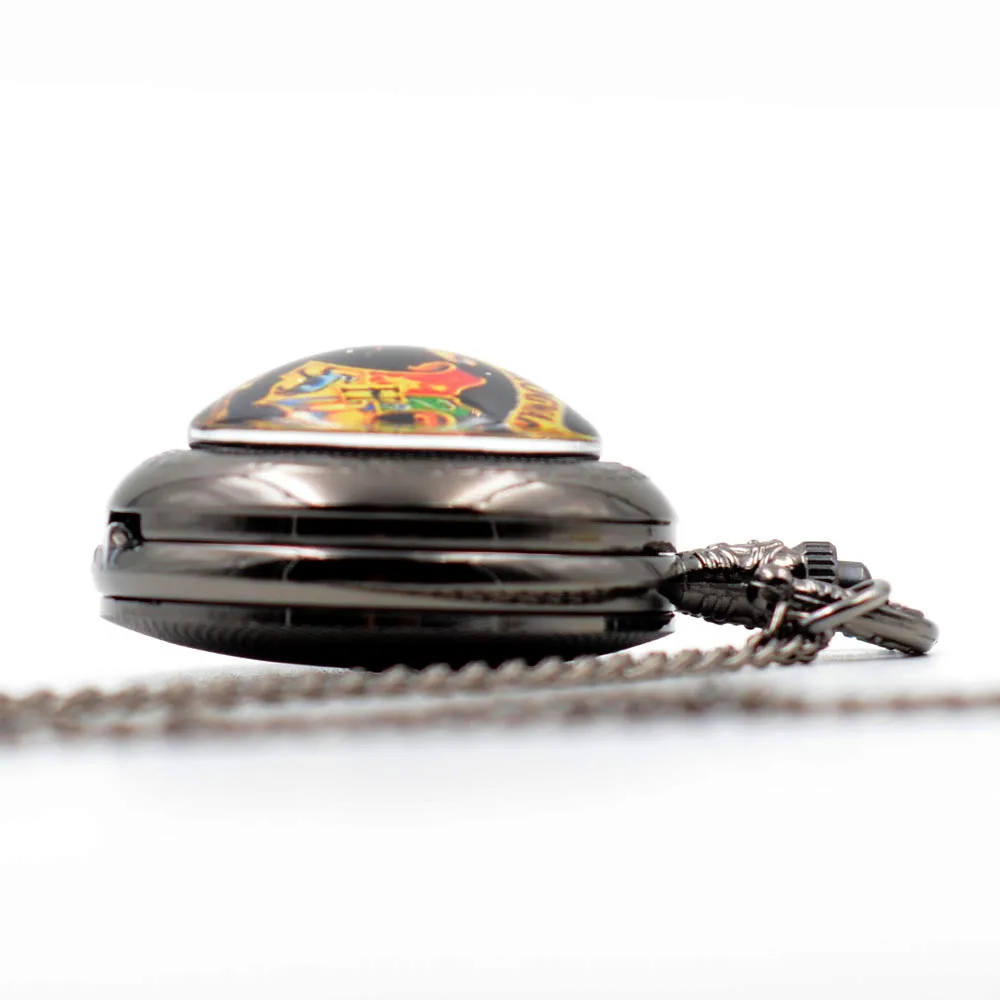 Черный Гарри Поттер H Хогвартс школы чародейства и волшебства кварцевые карманные часы кулон Цепочки и ожерелья Для мужчин часы Для женщин часы подарок